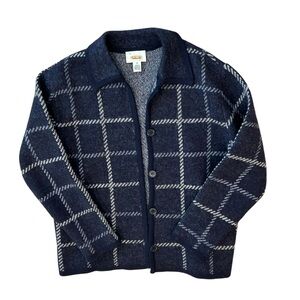 TALBOTS 100% Wool Button Down Navy Plaid Fall Jacket Small